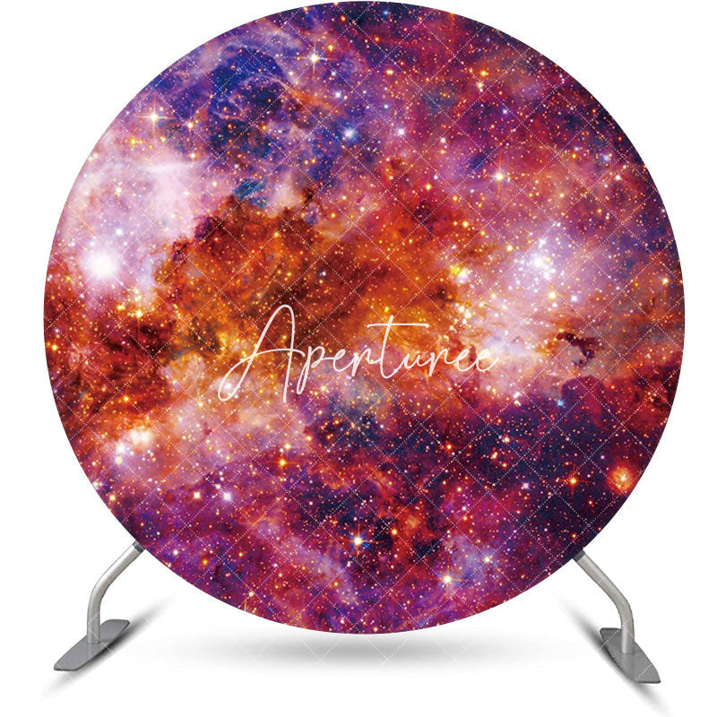 Aperturee - Colorful Universe Sparkly Round Birthday Backdrop