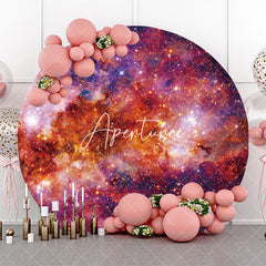 Aperturee - Colorful Universe Sparkly Round Birthday Backdrop