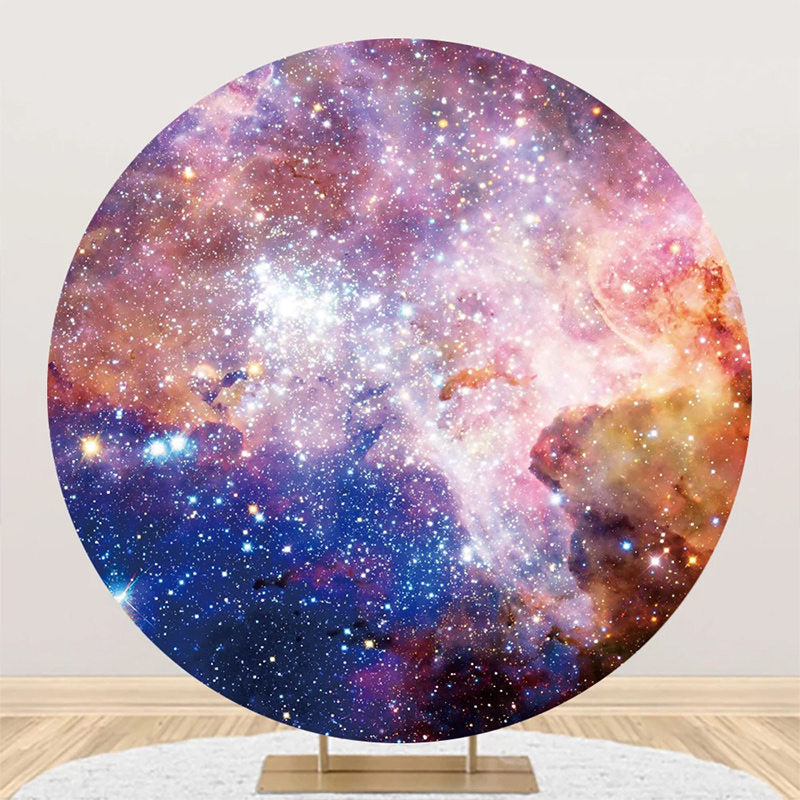 Aperturee - Colorful Universe Sparkly Star Round Birthday Backdrop