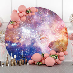 Aperturee - Colorful Universe Sparkly Star Round Birthday Backdrop