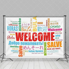 Aperturee - Colorful Various Languages Welcome Backdrop For Party