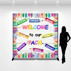 Aperturee - Colorful Welcome To Our Pack Custom Name Backdrop