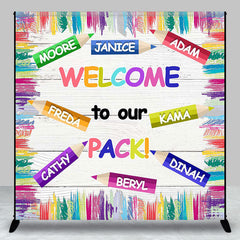 Aperturee - Colorful Welcome To Our Pack Custom Name Backdrop