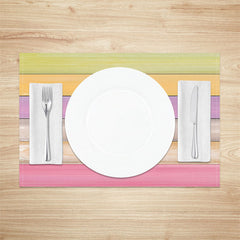 Aperturee - Colorful Wood Texture Fabric Set Of 4 Placemats