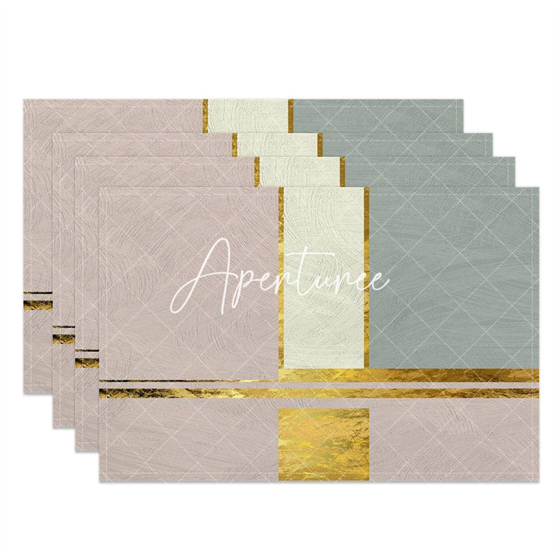 Aperturee - Colors Block Golden Morden Fabric Set Of 4 Placemats