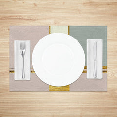 Aperturee - Colors Block Golden Morden Fabric Set Of 4 Placemats