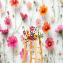 Aperturee - Colors Daisy Floral Birthday Backdrop For Photo