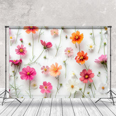 Aperturee - Colors Daisy Floral Birthday Backdrop For Photo