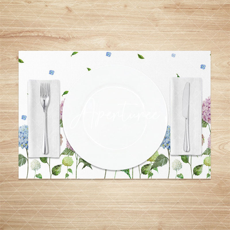 Aperturee - Colors Floral Green Leaves Spring Set Of 4 Placemats