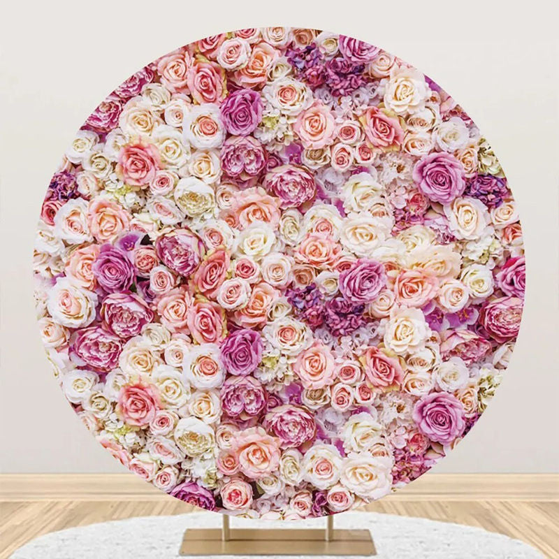 Aperturee - Colors Floral Wall Romantic Round Wedding Backdrop