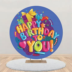 Aperturee - Colors Letter Gift Blue Round Birthday Backdrop