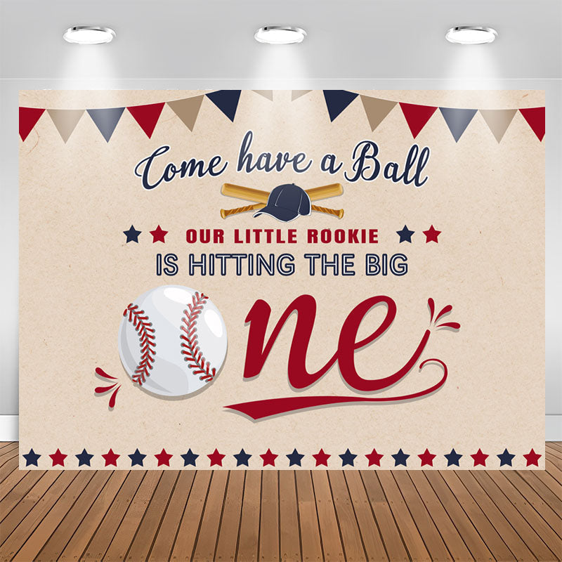 Aperturee - Come Have A Ball Themed Baseball Happy Birthday Backdrop