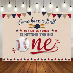 Aperturee - Come Have A Ball Themed Baseball Happy Birthday Backdrop