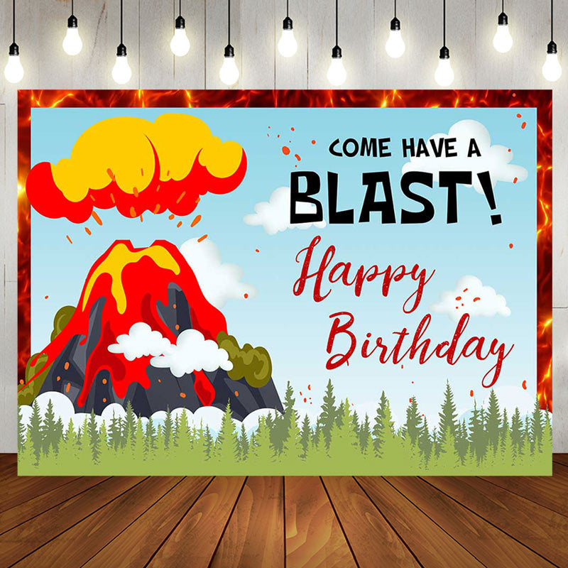 Aperturee - Come Have A Blast Volcano Eruption Birthday Backdrop