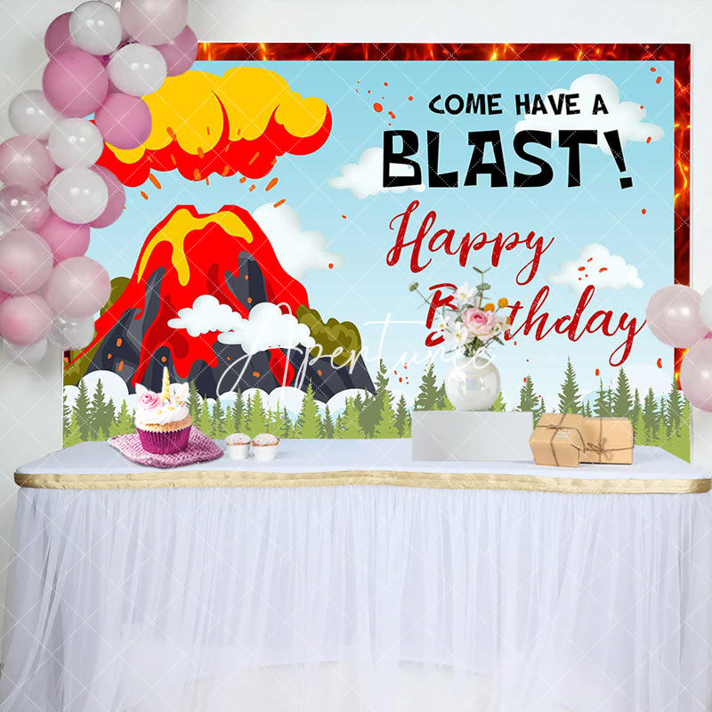 Aperturee - Come Have A Blast Volcano Eruption Birthday Backdrop