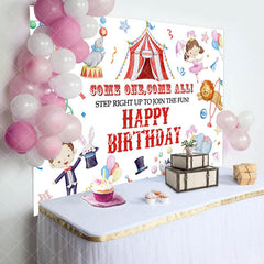 Aperturee - Come One All Cirus Animals Birthday Backdrop