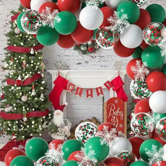 Aperturee - Confetti Christmas Balloon Arch Kit Snowflake Decorations