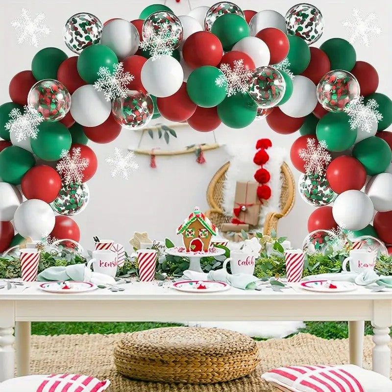 Aperturee - Confetti Christmas Balloon Arch Kit Snowflake Decorations