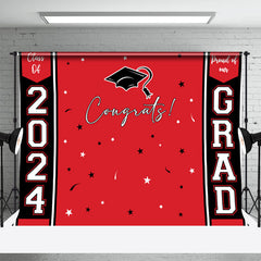 Aperturee - Congrats 2024 Grad Black Red Graduation Backdrop