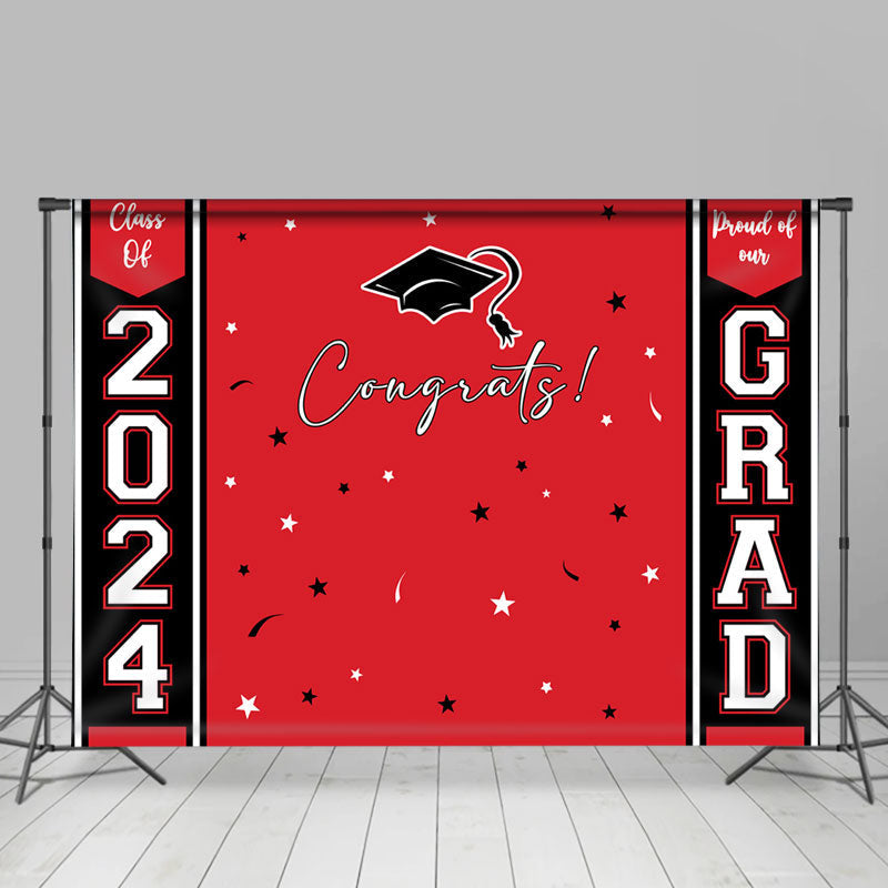 Aperturee - Congrats 2024 Grad Black Red Graduation Backdrop