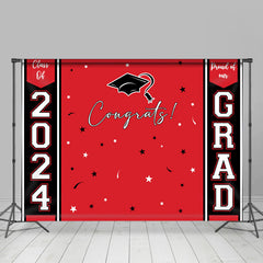 Aperturee - Congrats 2024 Grad Black Red Graduation Backdrop