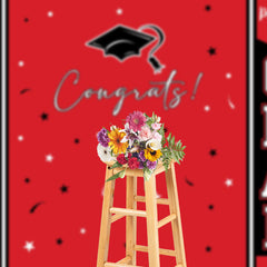 Aperturee - Congrats 2025 Grad Black Red Graduation Backdrop