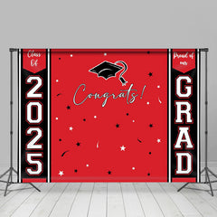 Aperturee - Congrats 2025 Grad Black Red Graduation Backdrop