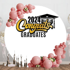 Aperturee - Congrats Bachelor Cap Round Happy Graduation Backdrop