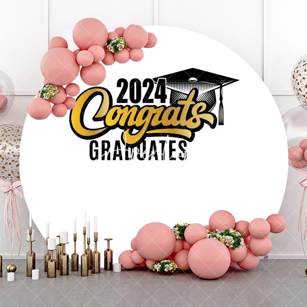 Aperturee - Congrats Bachelor Cap Round Happy Graduation Backdrop