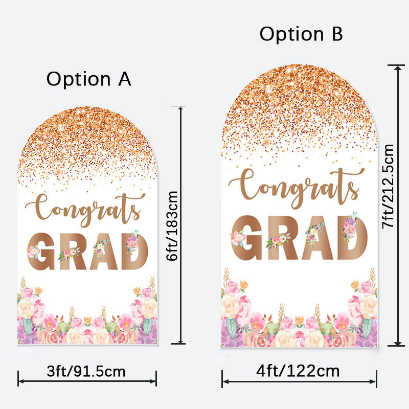 Aperturee - Congrats Colorful Flowers Graduation Arch Backdrop