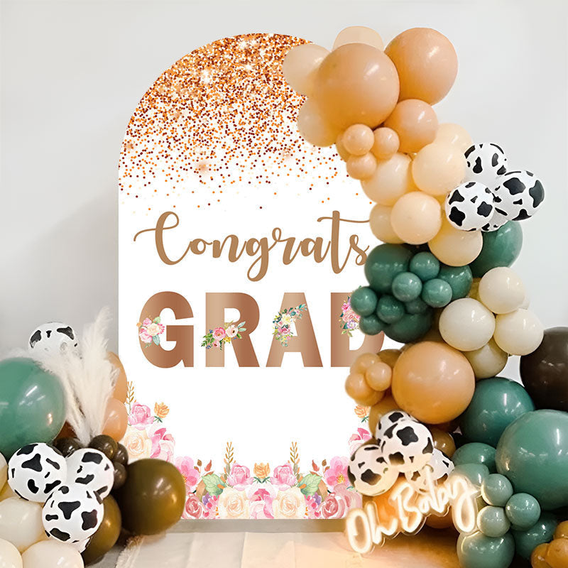 Aperturee - Congrats Colorful Flowers Graduation Arch Backdrop