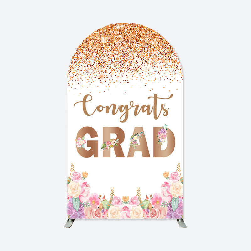 Aperturee - Congrats Colorful Flowers Graduation Arch Backdrop