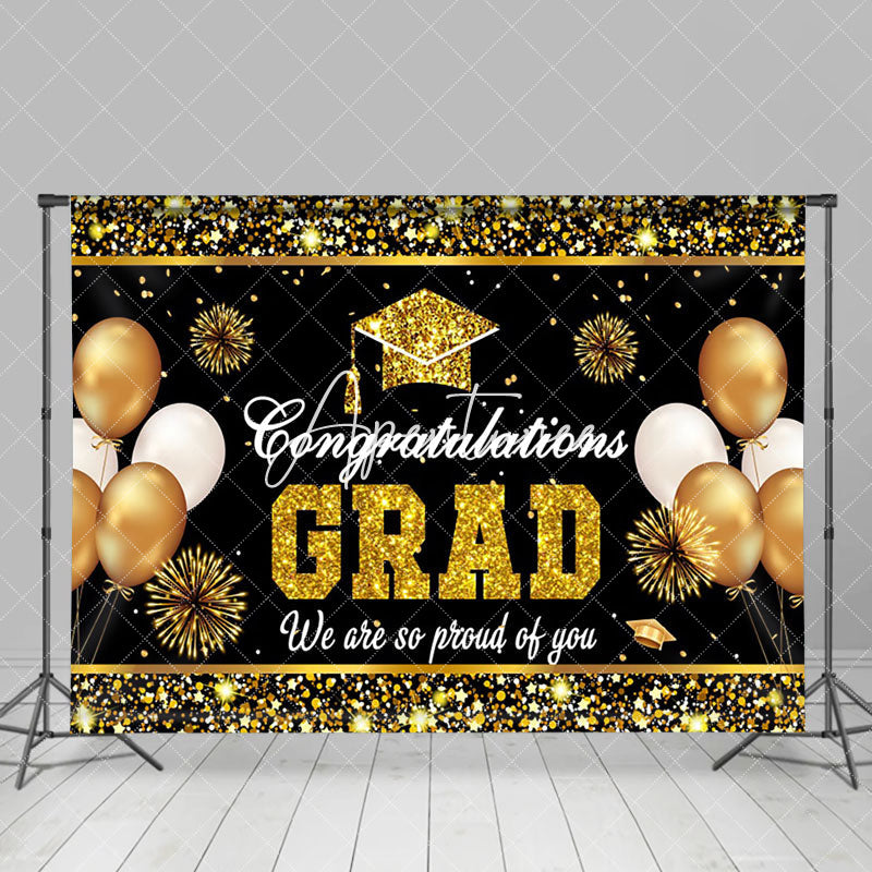 Aperturee - Congrats Glitter Sparkle Balloons Graduation Backdrop