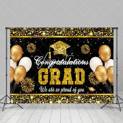 Aperturee - Congrats Glitter Sparkle Balloons Graduation Backdrop