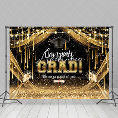 Aperturee - Congrats Gold Champagne Sparkling Graduation Backdrop