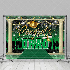 Aperturee - Congrats Grad Bachelor Cap Green Graduation Backdrop