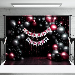 Aperturee - Congrats Grad Balloon Shiny Sequin Glitter Backdrop