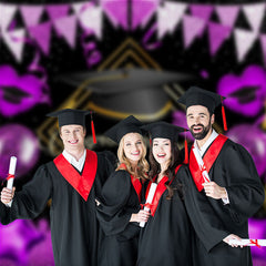 Aperturee - Congrats Grad Glitter Purple Balloons Photo Backdrop