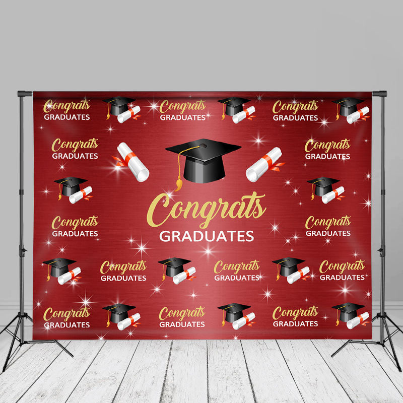 Aperturee - Congrats Grad Mortarboard Red Backdrop For Photos