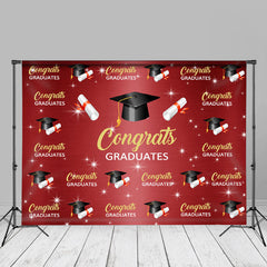 Aperturee - Congrats Grad Mortarboard Red Backdrop For Photos