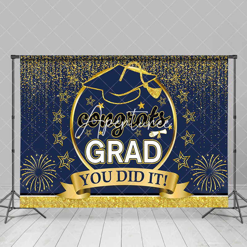 Aperturee - Congrats Grad You Did It Glitter Graduation Backdrop