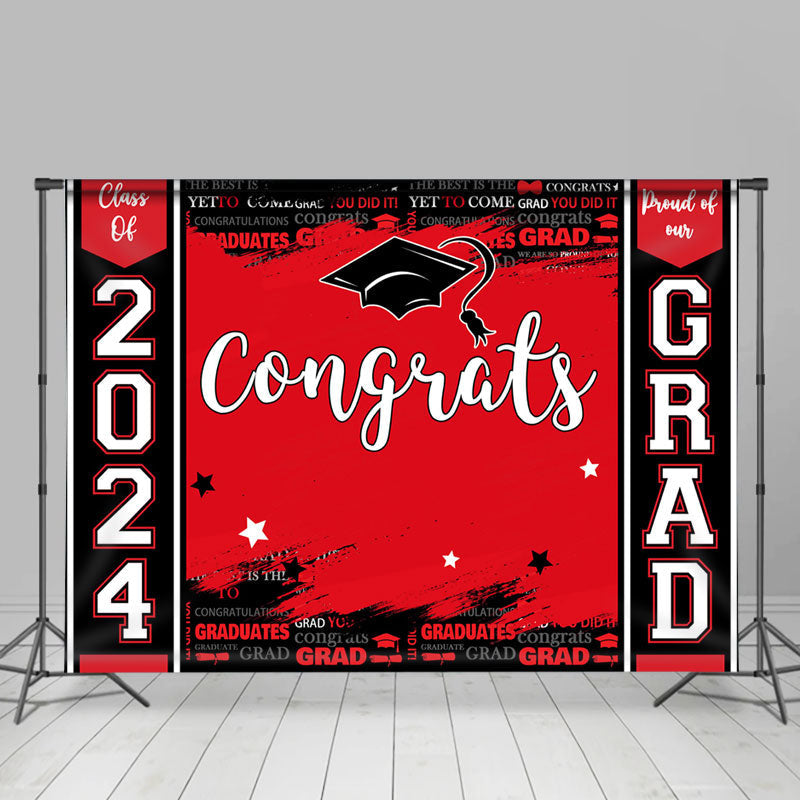 Aperturee - Congrats Red Black Paint Happy Graduation Backdrop