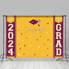 Aperturee - Congrats Yellow Dark Red Happy Graduation Backdrop