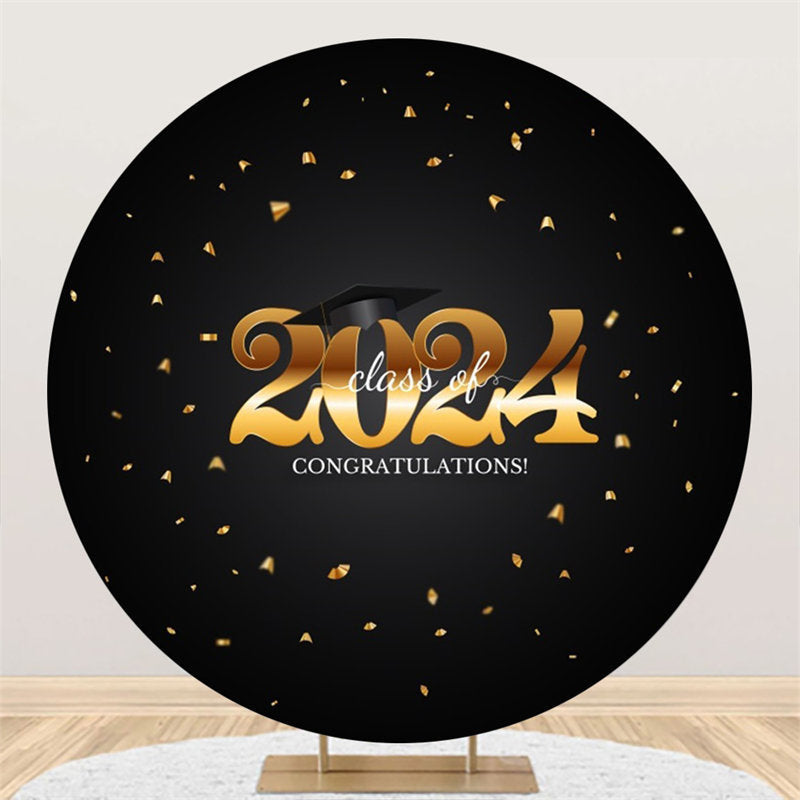 Aperturee - Congratulations 2024 Black Round Graduation Backdrop