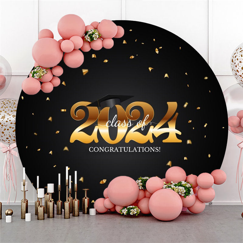 Aperturee - Congratulations 2024 Black Round Graduation Backdrop