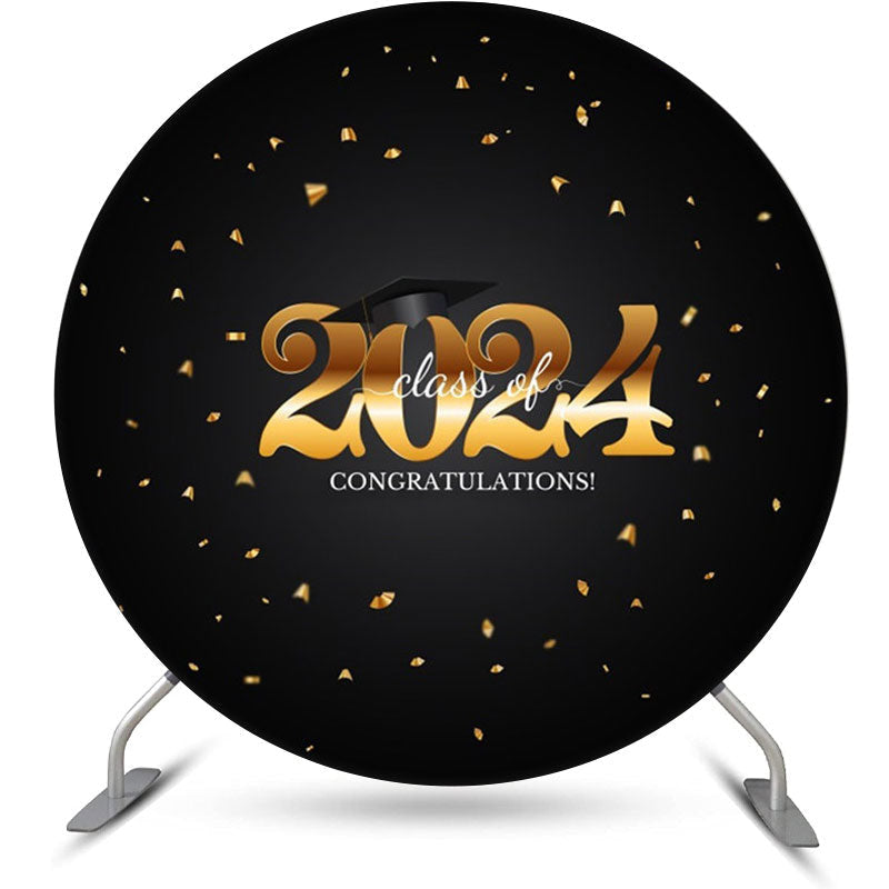 Aperturee - Congratulations 2024 Black Round Graduation Backdrop