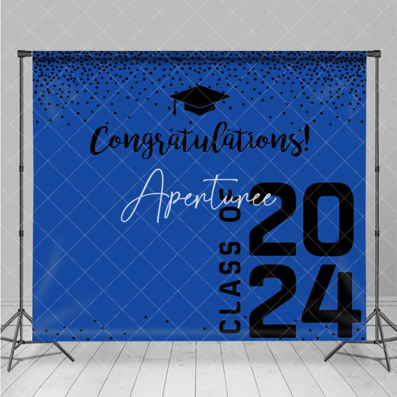 Aperturee - Congratulations Blue Bachelor Cap Graduation Backdrop