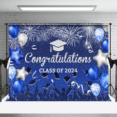 Aperturee - Congratulations Blue Silver Graduation Backdrop