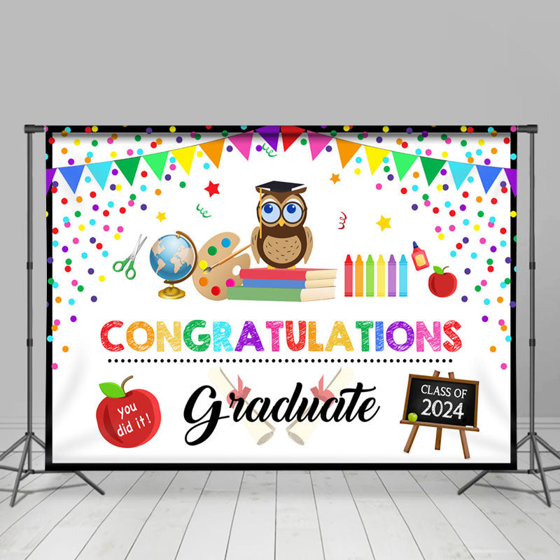 Aperturee - Congratulations Colored Dot Kids Graduation Backdrop