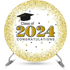 Aperturee - Congratulations Gold White Round Graduation Backdrop